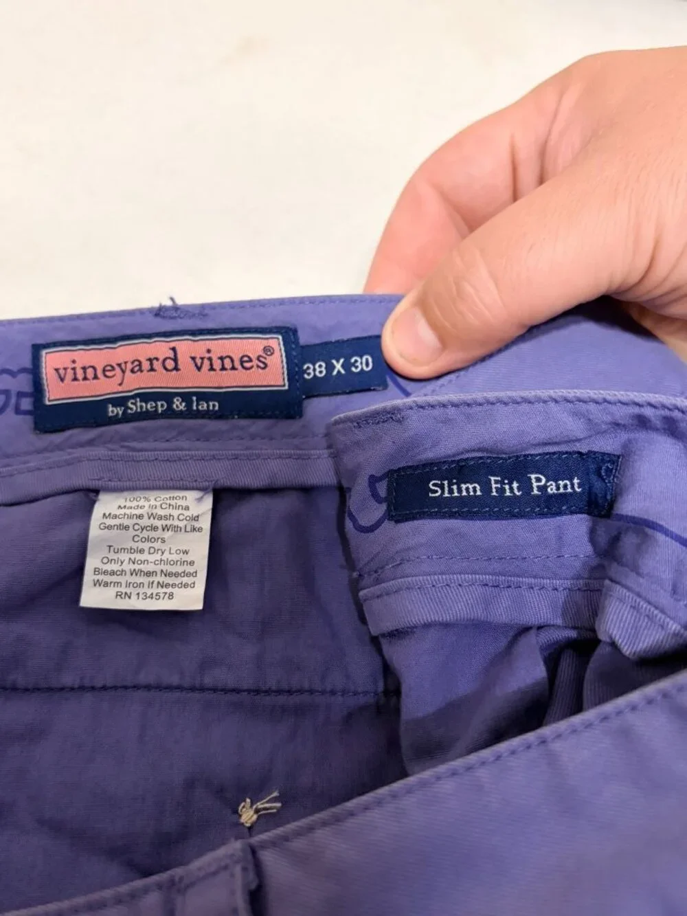 Men's Vineyard Vines Blue Purple Wash Slim Fit Pant 100% Cotton 38x30 38